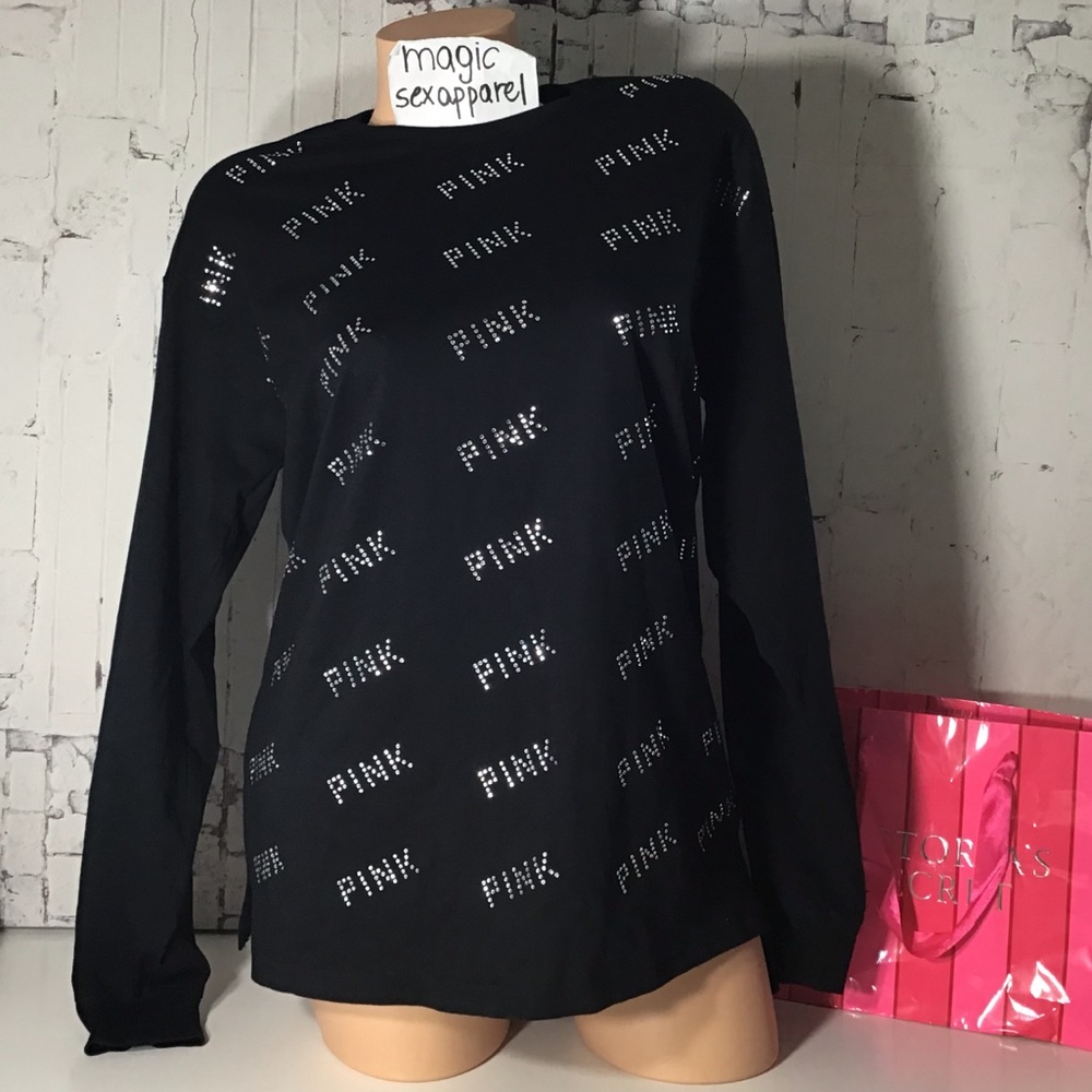 VS PINK S L BLING RHINESTONE CREW NECK LONG-SLEEVE - Picture 1 of 6